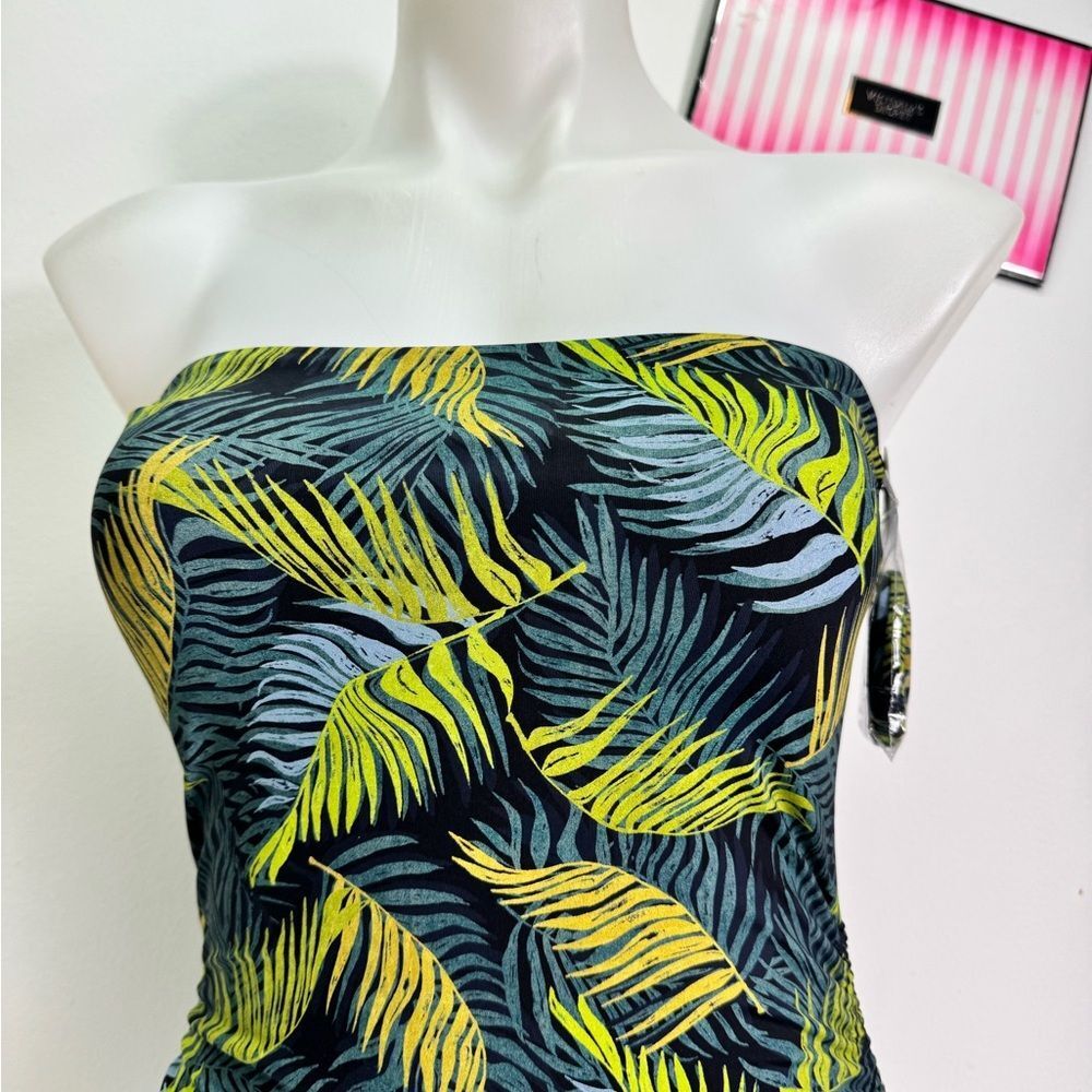 Victoria's Secret Green and Yellow Leaf Print One Piece Swimsuit Sz Small NWT - Picture 2 of 7